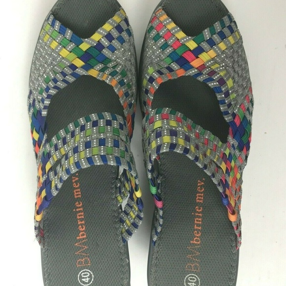 Bernie Mev Fame Metallic Woven Wedge Sandals Sz 10 - Picture 5 of 6